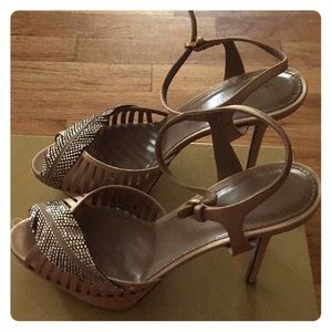 Sergio Rossi Nude Silk Heels